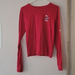 Holister embroidered red long sleeve top